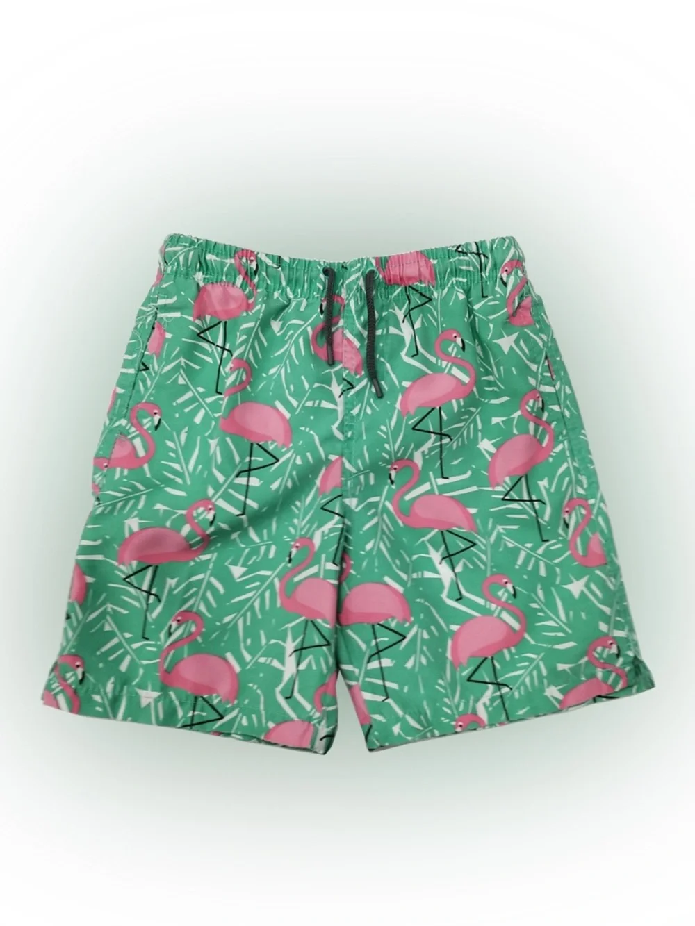 Ingear surfer Kids Mint Green Flamingo tropical Swim Trunks boardshorts 12/14